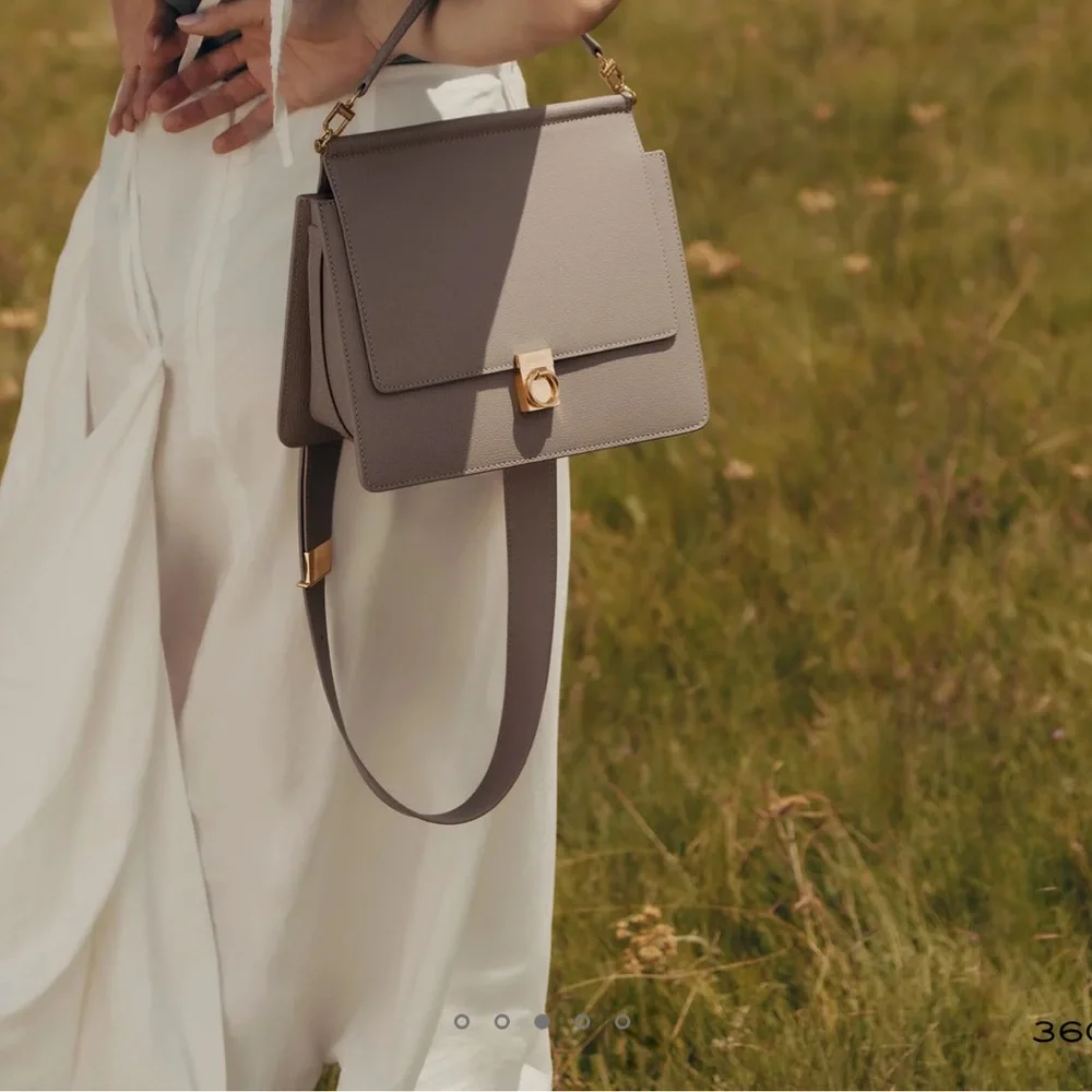 Polène Taupe Leather Crossbody Bag with Gold Hardware - Picture 3 of 9